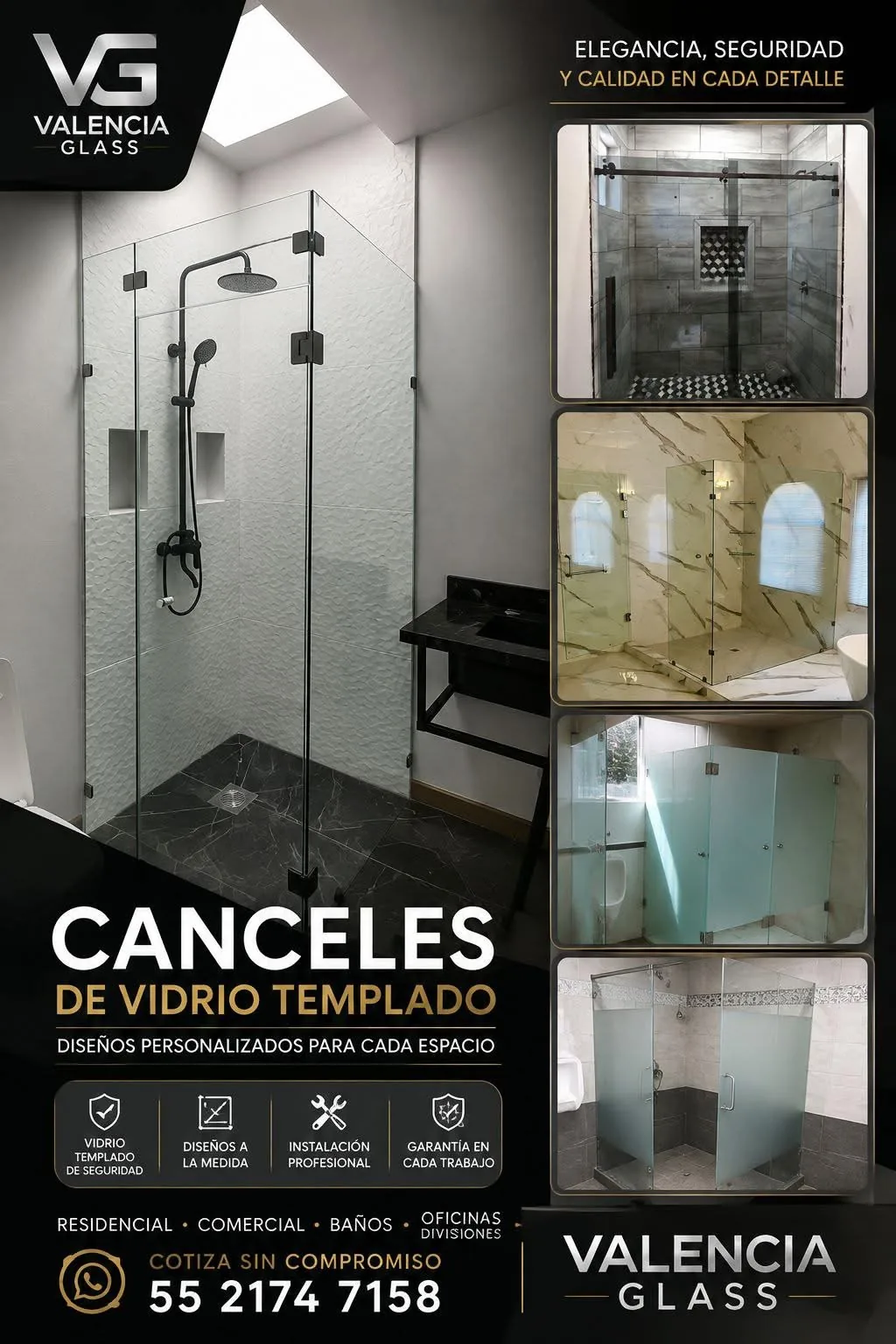 Canceles de baño de vidrio templado