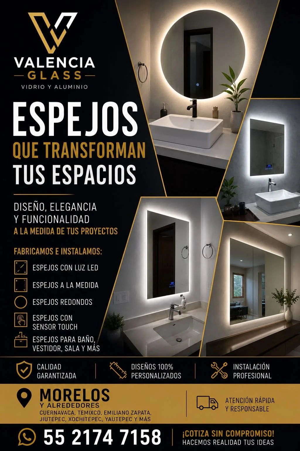 Espejos a la medida con iluminación LED